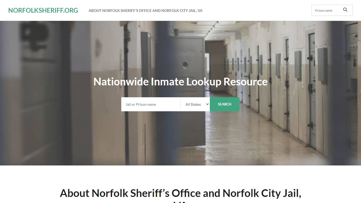 About Norfolk Sheriff's Office and Norfolk City Jail, VA